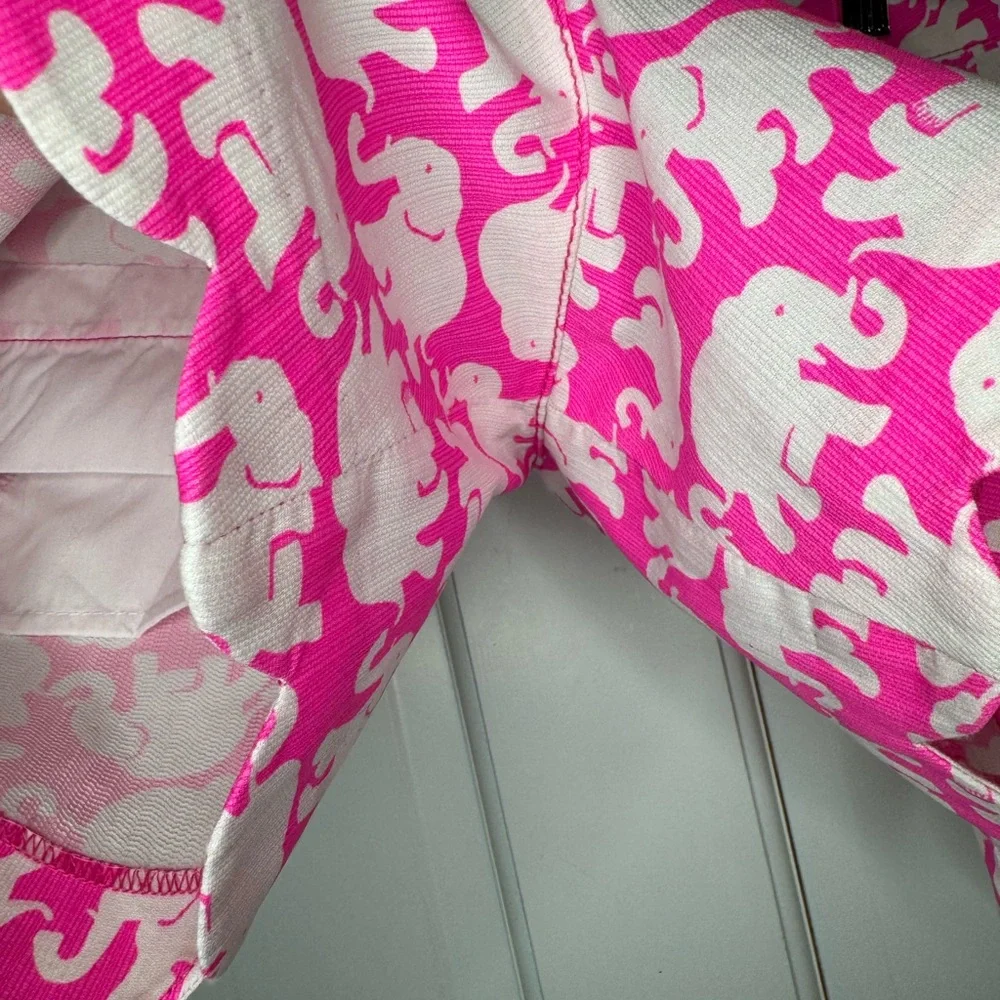 Lilly Pulitzer Pink and White Elephant Scallop Hem Shorts